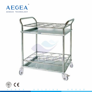 AG-SS021A Edelstahl Material 24 Flaschen Lagerung beweglicher Trolley zwei Regale